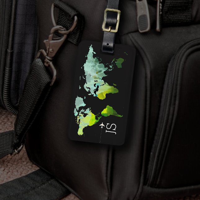 Abstract world map personalized travel luggage tag (Creator Uploaded)