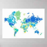 abstract world map with colorful dots poster