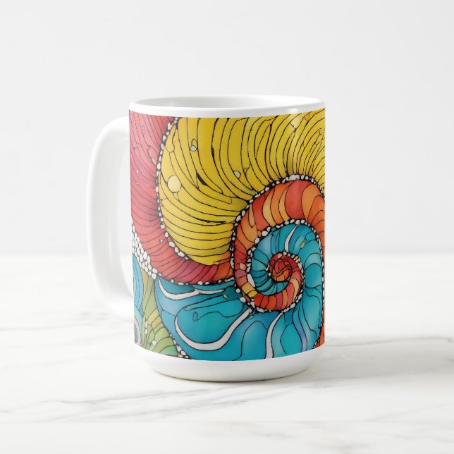 Abstract worm pattern, multicolor coffee mug (Front Left)