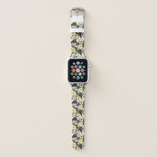 Abstract Yellow And Black Flowers Apple Watch Band