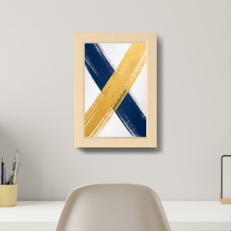 Abstract Yellow and Blue Triangle Framed Art