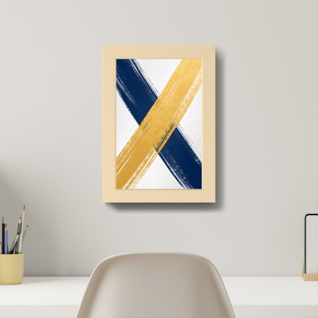 Abstract Yellow and Blue Triangle Framed Art (Home Office)