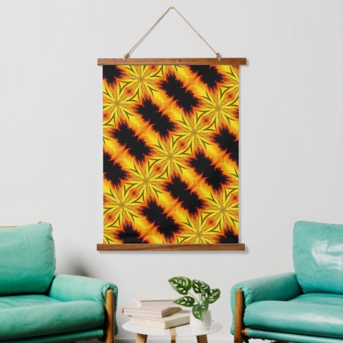 Abstract Yellow And Brown Abstract Art     Hanging Tapestry