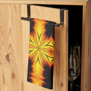 Abstract Yellow And Brown Kaleidoscope Art    Kitchen Towel