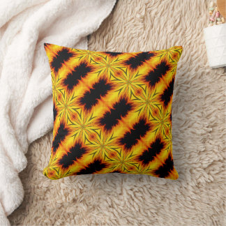 Abstract Yellow And Brown Kaleidoscope Art Throw Pillow