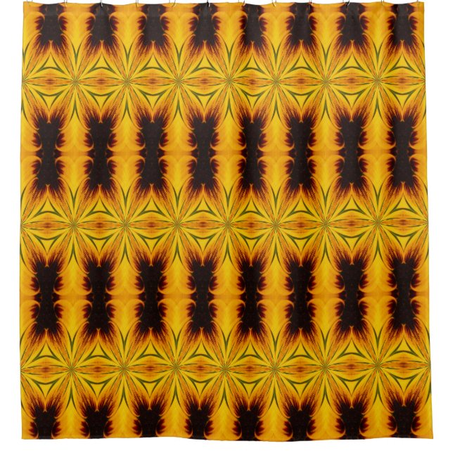 Abstract Yellow And Brown Pattern  Shower Curtain (Front)