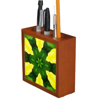 ABSTRACT YELLOW AND GREEN DRAWING. SAMER BRASIL. 3 DESK ORGANIZER