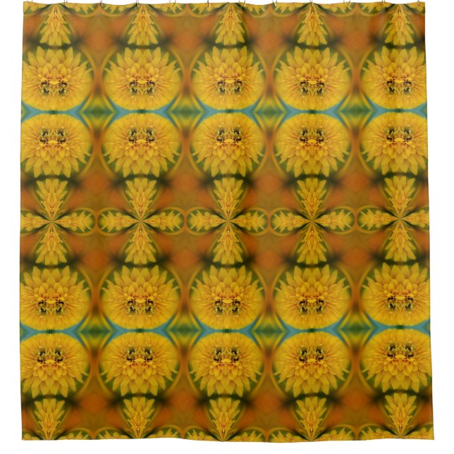 Abstract Yellow And Green Pattern  Shower Curtain (Front)