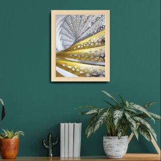Abstract Yellow and White Lighthouse Staircase Framed Art