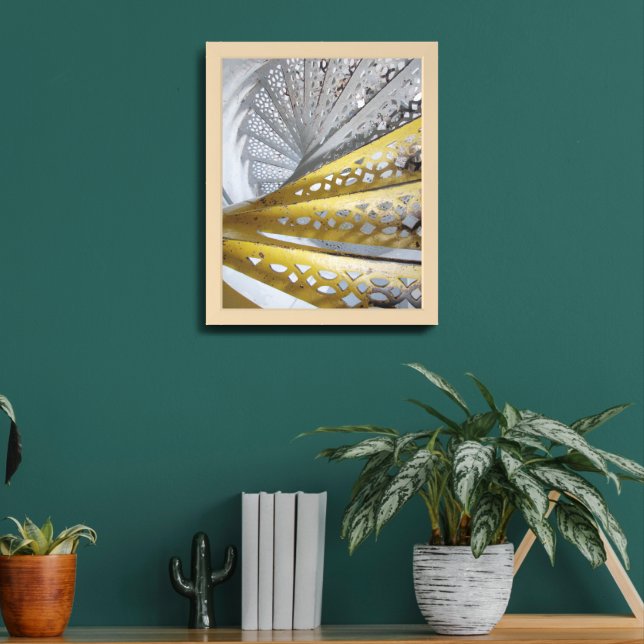 Abstract Yellow and White Lighthouse Staircase  Framed Art (Living Room 2)