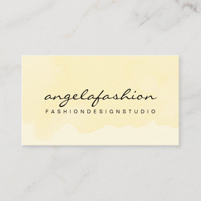 Abstract Yellow Artisy Watercolor Business Card (Front)