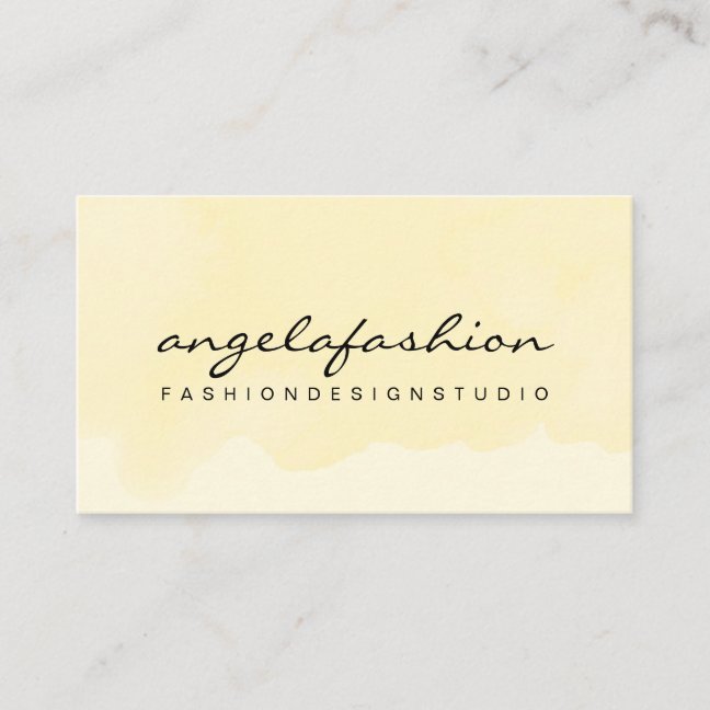 Abstract Yellow Artisy Watercolor Business Card