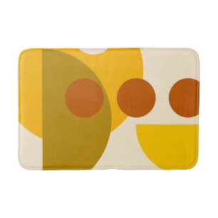 Abstract yellow beige brown circles dots bath mat