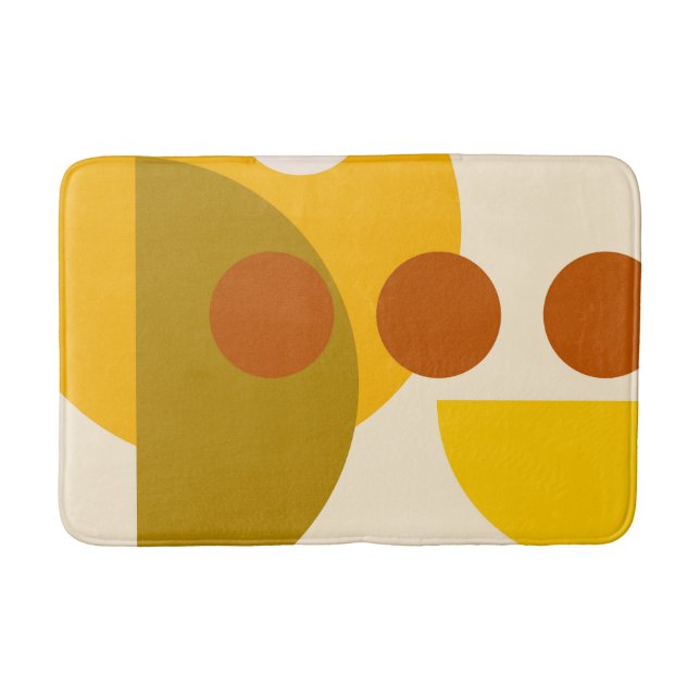 Abstract yellow beige brown circles dots bath mat (Front)