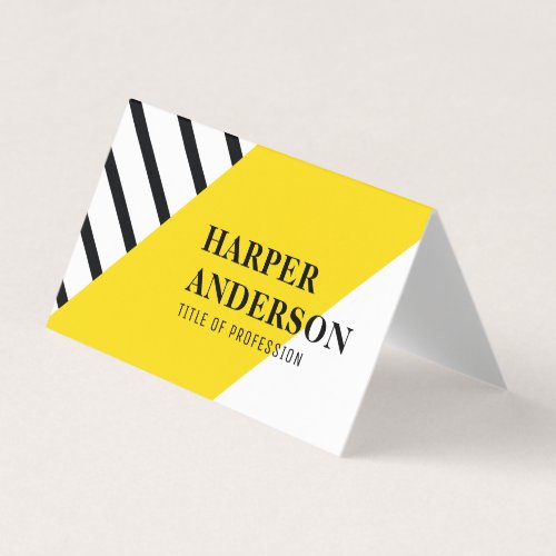 Abstract Yellow  Black Stripes Professional Business Card