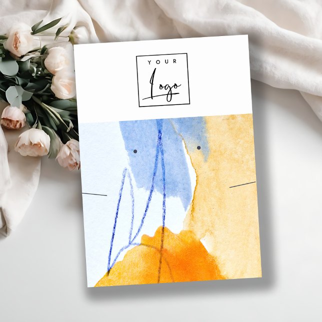 Abstract Yellow Blue Art Logo Earring Necklace Business Card (Creator Uploaded)