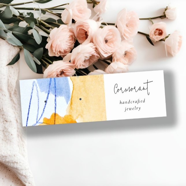 Abstract Yellow Blue Artistic Earring Stud Holder Mini Business Card (Creator Uploaded)