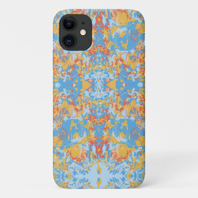 Abstract Yellow Blue Exclusive Pattern Case-Mate iPhone Case (Back)