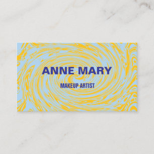 Abstract Yellow Blue Professional Makeup Artist Business Card