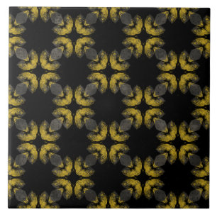 Abstract Yellow, Bronze, and Black Pattern Ceramic Tile