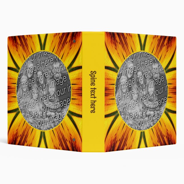 Abstract Yellow Brown Frame Create Your Own Photo 3 Ring Binder (Background)