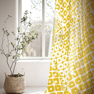 Abstract Yellow Citrus White Modern Design Sheer Curtains