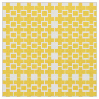 Abstract Yellow Cube Square Fabric