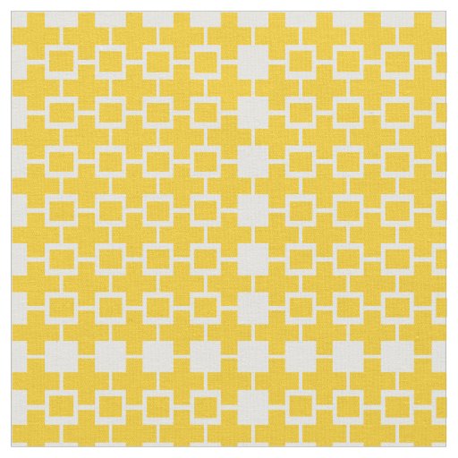 Abstract Yellow Cube Square Fabric