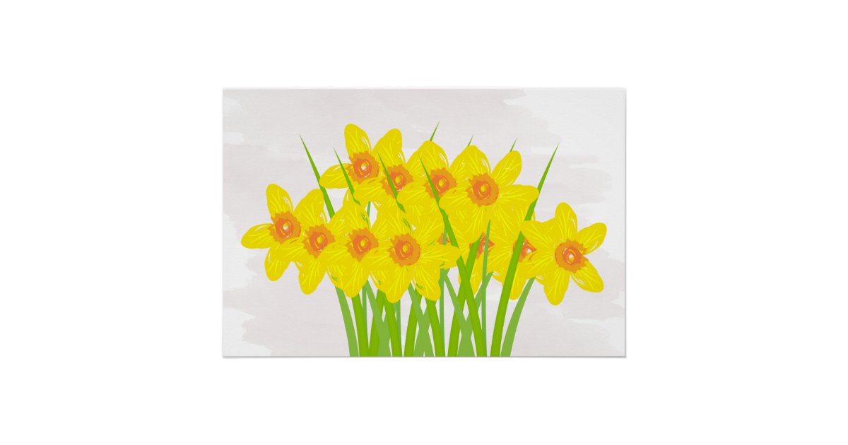 Abstract Yellow Daffodils Watercolor Art Poster | Zazzle