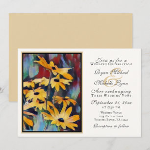 Abstract Yellow Daisy Floral Art Wedding Invitation