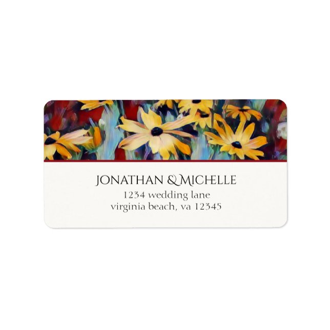 Abstract Yellow Daisy Flowers Floral Address Label (Front)