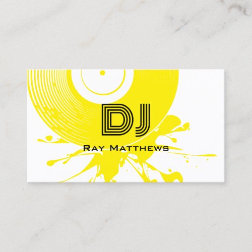 Abstract Yellow Disc DJ Music Producer Business Card