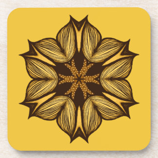 Abstract Yellow Flower Beverage Coaster