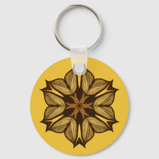 Abstract Yellow Flower Keychain