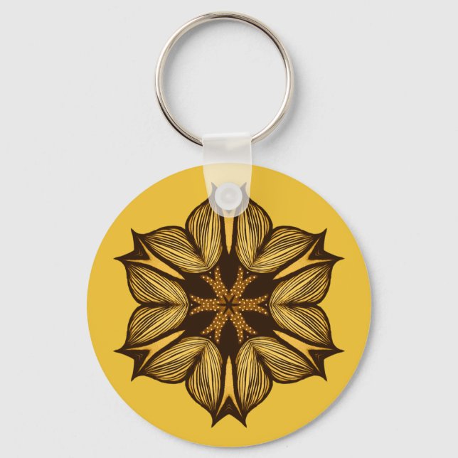Abstract Yellow Flower Keychain (Front)
