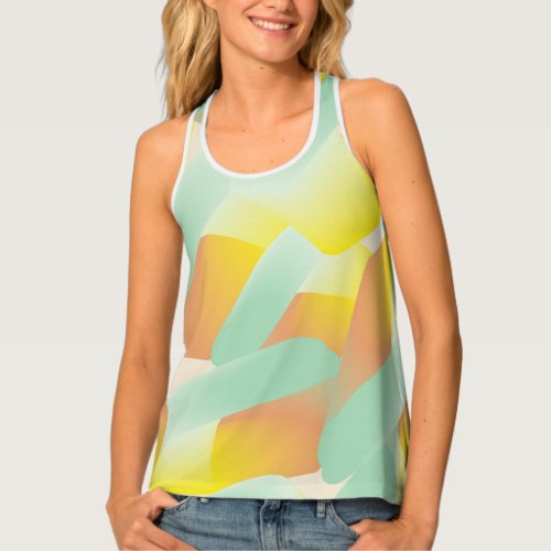 Abstract Yellow Green and Orange Tank Top