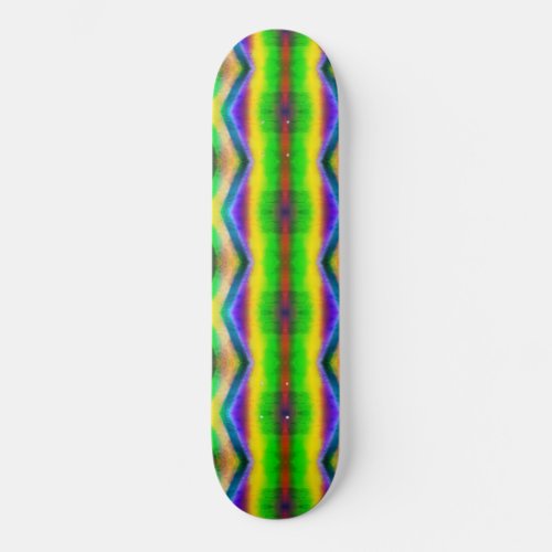 Abstract Yellow Green Blue Red Sawtooth Stripe Skateboard
