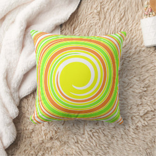 Abstract Yellow Green Orange Spiral Spring Throw Pillow