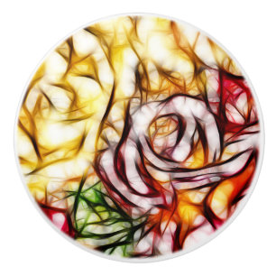 Abstract Yellow Light Rose Artistic Floral Glow Ceramic Knob