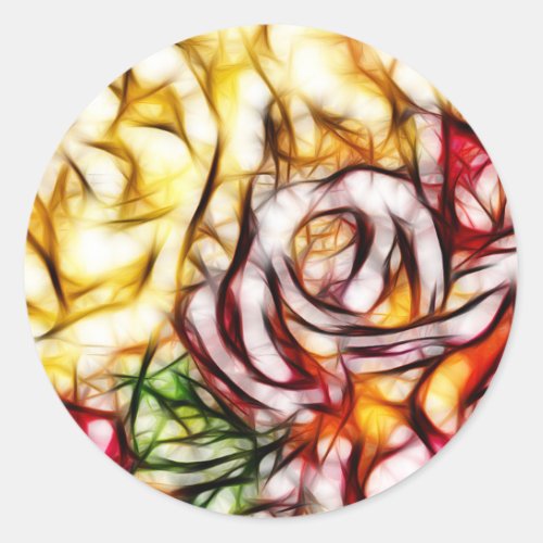 Abstract Yellow Light Rose Artistic Floral Glow Classic Round Sticker