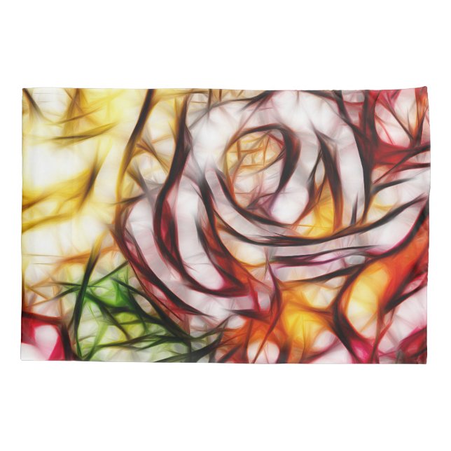 Abstract Yellow Light Rose Artistic Floral Glow Pillow Case (Back)