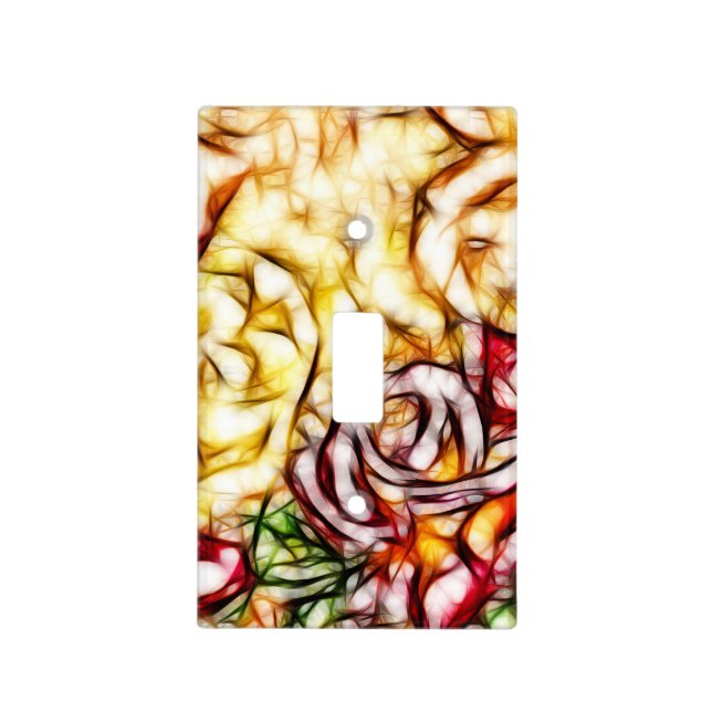 Abstract Yellow Light Rose Artistic Floral Glow Switch Cover (Front)