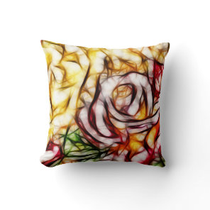 Abstract Yellow Light Rose Artistic Floral Glow Throw Pillow