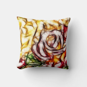 Abstract Yellow Light Rose Artistic Floral Glow Throw Pillow