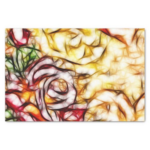 Abstract Yellow Light Rose Artistic Floral Glow Tissue Paper