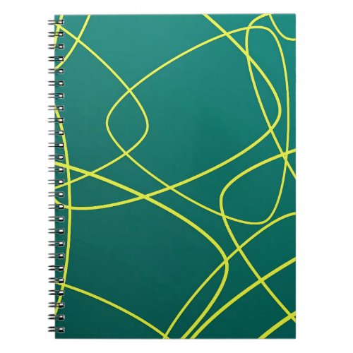 Abstract Yellow lines on a green Notebook