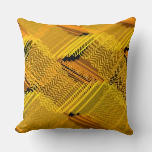 Abstract yellow lines throw pillow (Front)