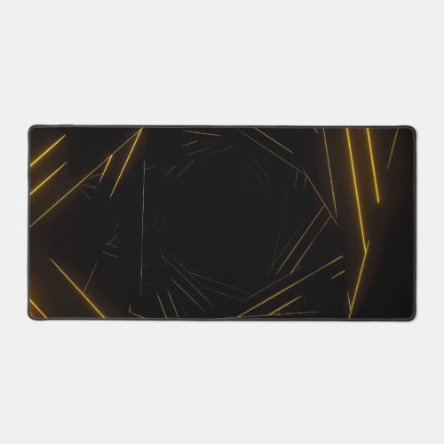 Abstract Yellow Neon Lines in a Tunnel Desk Mat