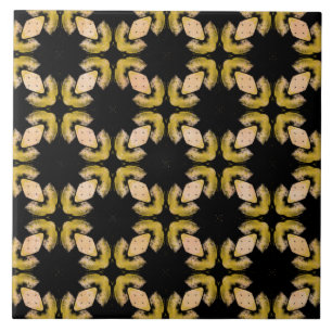 Abstract Yellow, Orange, and Black Pattern Ceramic Tile