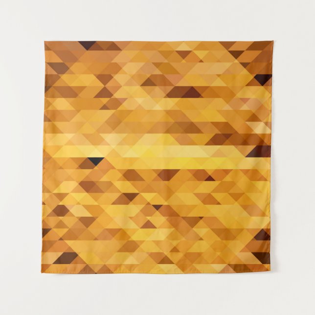 Abstract yellow orange digital mosaic polygonal te tapestry (Front)